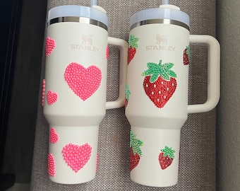 Pearl Stanley tumbler, Rhinestone tumbler-40 oz Stanley quencher H2.0 Flowstate stainless steel tumbler.