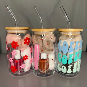 Manicure Drink Glass -Essie Gel Nail polish Gift- Drinking Glasses With Lid & Straw- Pedicure Glasses- Gifts For Her- Gifts for Mom