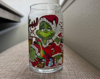 Christmas movie cup, Christmas gift, Gifts for kids, cute gifts for her,Iced coffee glass with lid and straw