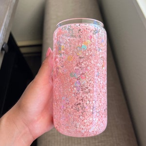 Verre à café glacé rose pailleté, gobelet boule à neige, smiley holographique, cadeaux pour elle, tasses avec couvercle et paille
