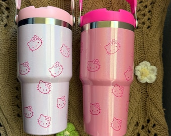 Kitty kids tumbler, Glitter tumbler- 20 oz Flip Top Water Bottle
