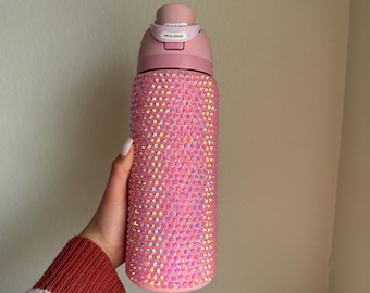 Pink rhinestone Owala tumbler, Pink water bottles - 24-32 oz tumbler, Free shipping!