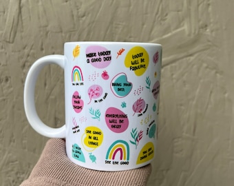 Inspirational Self Love Mug, Positive Affirmations, Good Vibes Only, Motivational Mug, Colorful Ceramic Mug, Coffee Mug, Gifts for Friendss