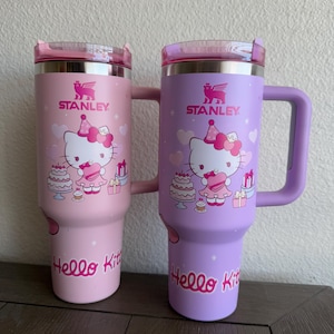 Vaso con diseño de gatito de San Valentín, vaso con purpurina, vaso aislado de 40 oz