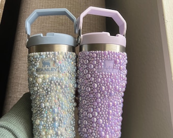 Pearl Stanley tumbler, Rhinestone tumbler-20 oz Stanley quencher H2.0 Flowstate stainless steel tumbler
