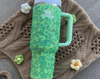 Green Rhinestone Stanley tumbler, Rhinestone tumbler, Limited Edition Tumbler, 40 oz Stanley stainless steel tumbler