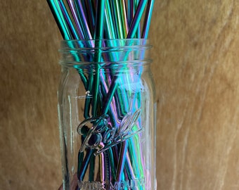 3 Colorful Stainless Steel Straws, Reusable Rainbow Straw, 8.4 inch Straws with Cleaning Brush, Multicolor Eco friendly Straws