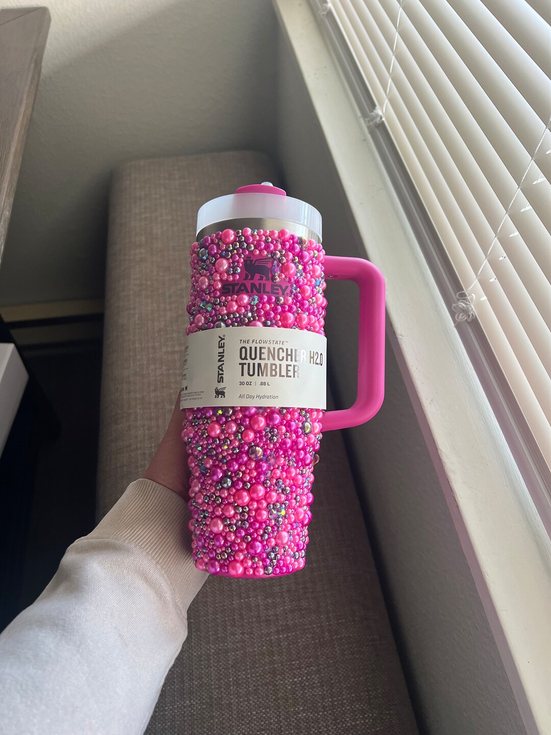 Fuchsia & Lilac Pearl Stanley Tumbler, Rhinestone Tumbler-30 Oz Stanley  Quencher H2.0 Flowstate Stainless Steel Tumbler - Etsy