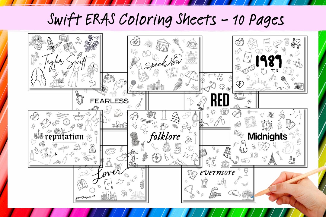 Taylor Swift Inspired ERAS Tour Coloring Pages Swiftie Coloring Book ...