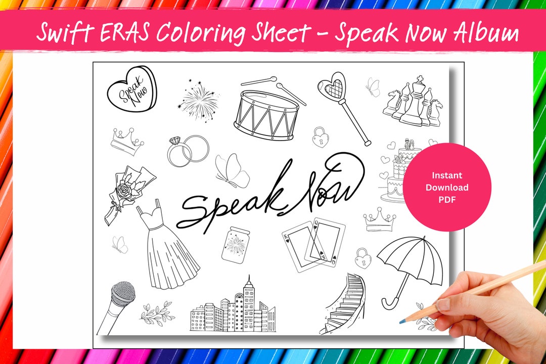Taylor Swift Inspired ERAS Tour Coloring Page Speak Now Album Swiftie ...