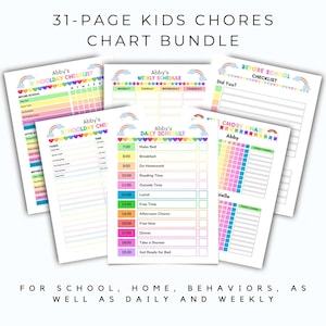 Kids Chore Chart, To-Do Checklist Bundle, Chore Chart To Do List, Routine ADHD, Schedule Morning Evening