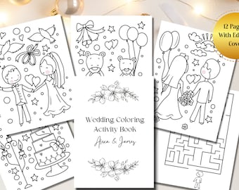 Kids Activity Book for Wedding Printable English Personalized Cover ...