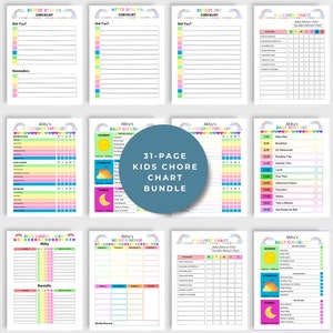 Kids Chore Chart Bundle: Bearbeitbare To-Do-Liste (Digitaler Download)