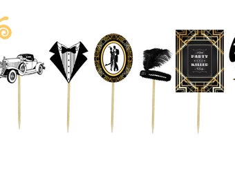 Art Deco Cupcake Toppers/gatsby Cupcake Toppers/1920's - Etsy