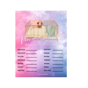 Printable Pink Themed Word Scramble