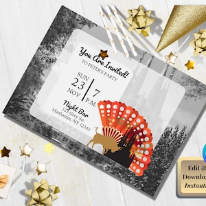 Party Invitation Canva Template | Bring a taste of Barcelona to your party | Invite your friends for a trip around the world night