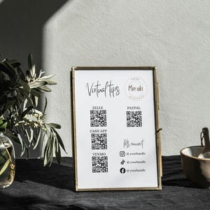 Virtual Tip Jar Sign: QR Code Payment Template (Canva Editable, Instant Download)