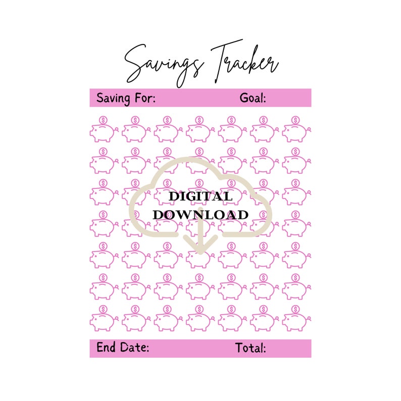 Savings Tracker Printable: Piggy Bank Money Goals (digital Download ...