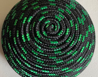 Black and Green braided rope flower center