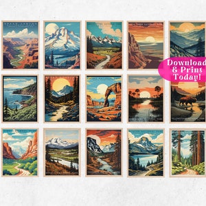 Vintage Nationalpark Poster Nationalpark Drucke Yosemite Poster Zion Nationalpark Rocky Mountain Yellowstone Grand Teton Nationalparks