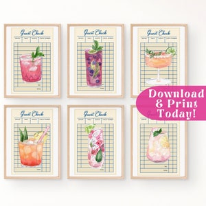 Guest Check Print Guest Check Wall Art Bar Cart Prints Guest Check Art Cocktail Poster Bar Cart Art Happy Hour Print Guest Check Poster