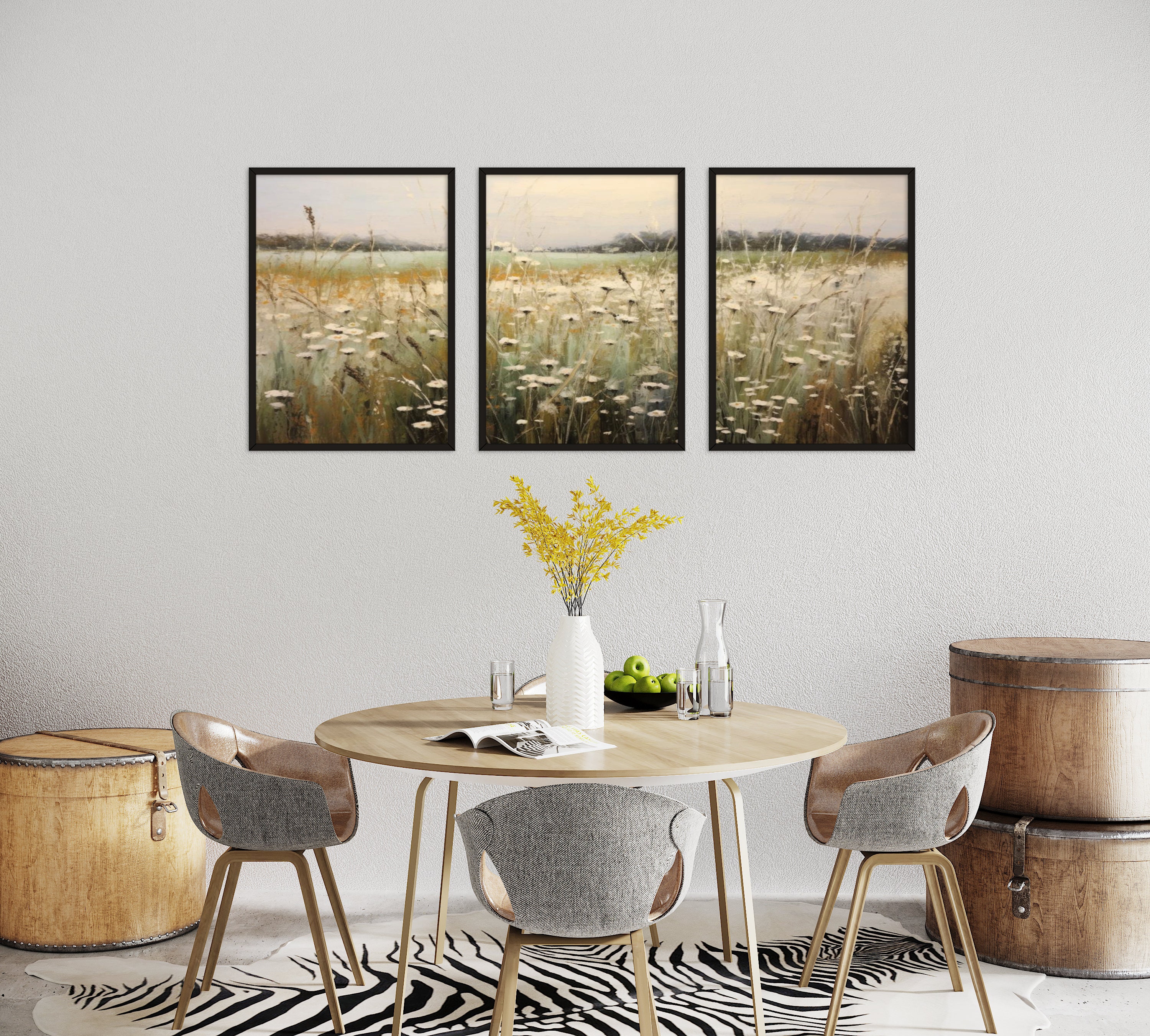 Wildflower Prints 3 Piece Wall Art Wildflower Wall Art Print Landscape ...