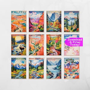 Vintage Nationalpark Poster Nationalpark Drucke Yosemite Poster Zion Nationalpark Rocky Mountain Yellowstone Grand Teton Nationalparks