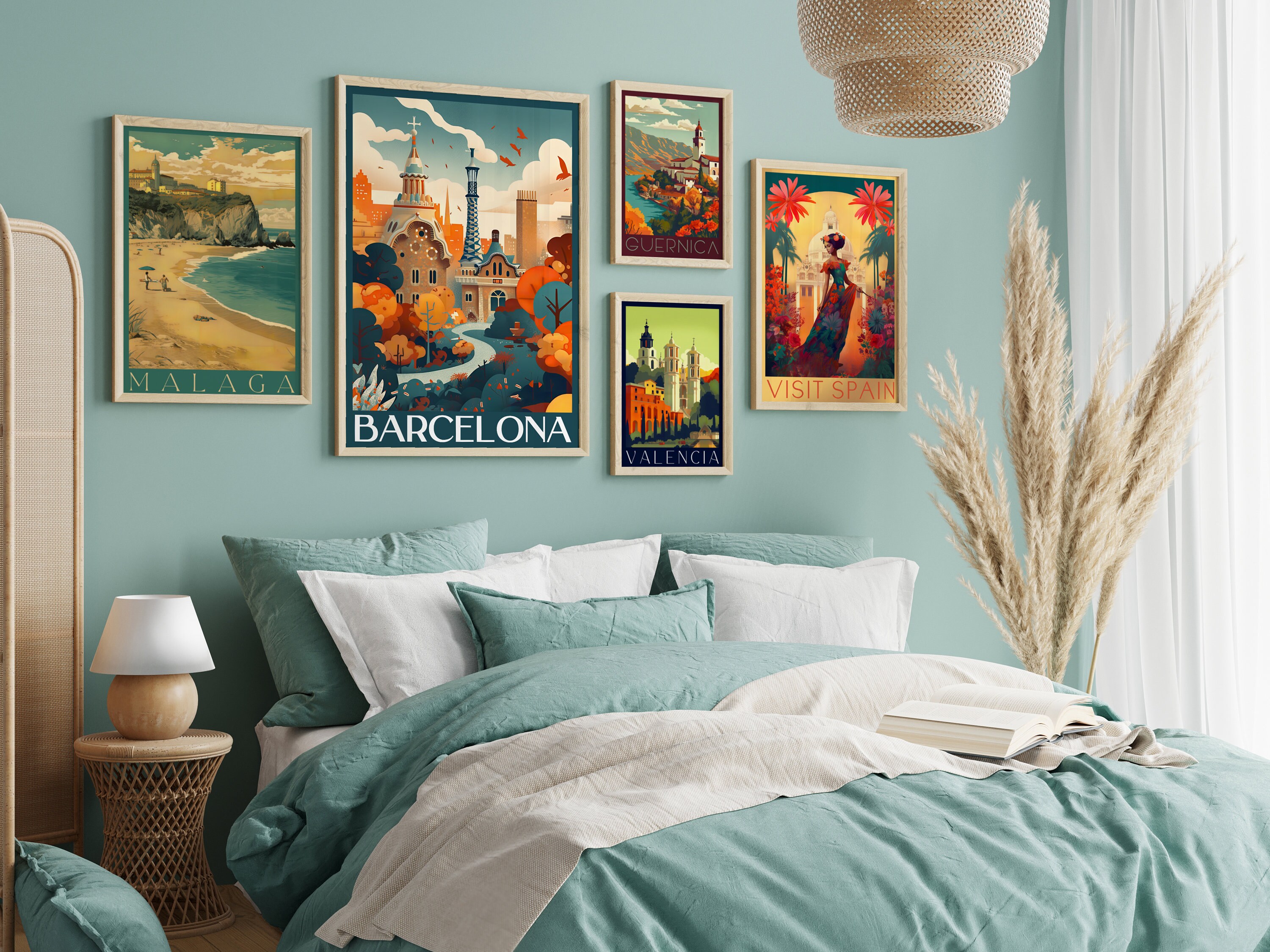 Vintage Travel Posters, Spain Art, Set of 12 Digital Prints