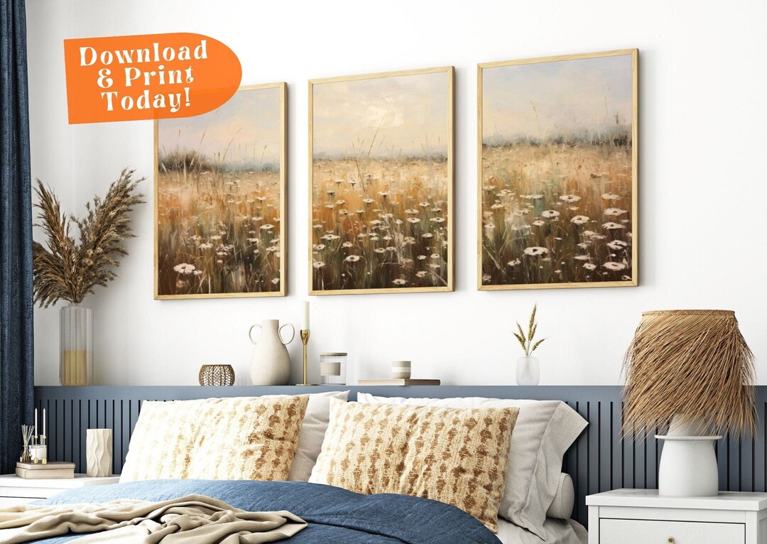 Wildflower Prints 3 Piece Wall Art Wildflower Wall Art Print Landscape ...