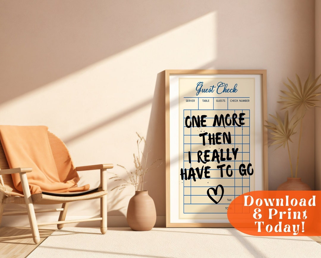 Guest Check Print Guest Check Wall Art Bar Cart Prints Guest Check Art