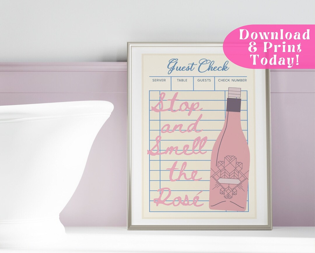 Guest Check Print Guest Check Wall Art Bar Cart Prints Guest Etsy