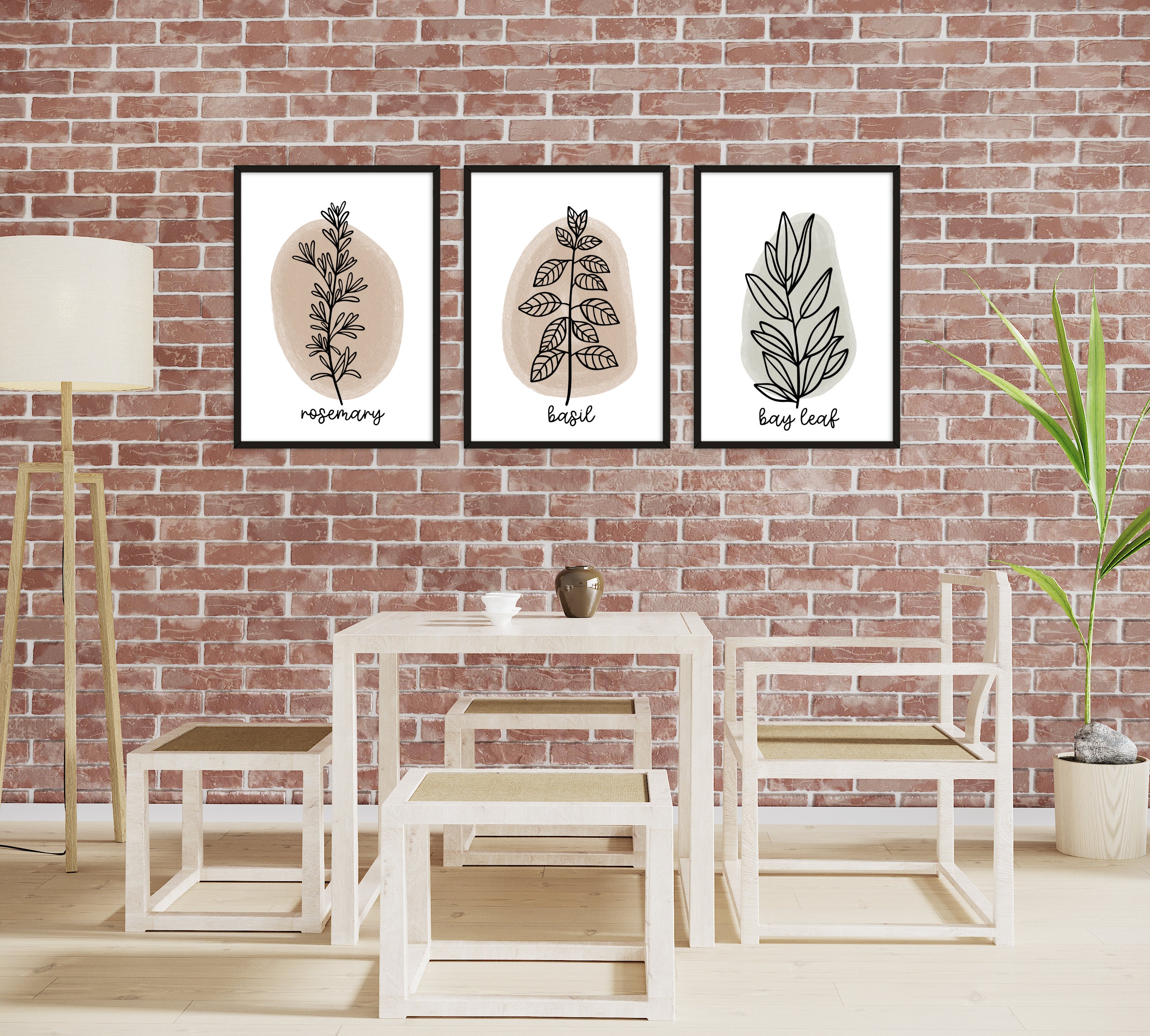 abstract kitchen art prints: modern line drawing set... Kitchen Herbs Line Art, Set of 6 Abstract Kitchen Art, Printable ...