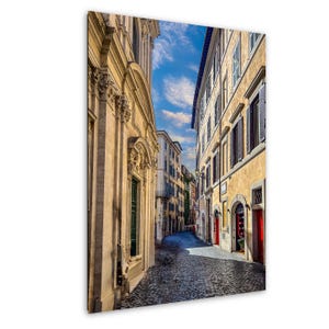 Romantic Rome Street Print Italian Wall Art Décor Canvas, Acrylic, Metal Options, Narrow Street Photo Italy