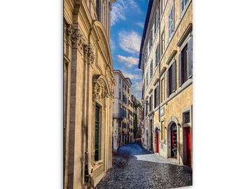 Romantisk gata i Rom fototryck, italiensk arkitektur, väggkonst