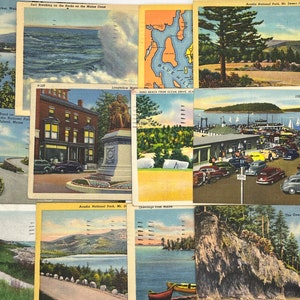 12 Used Vintage Maine Postcards - MCM - Linen