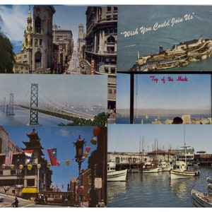 7 San Francisco Blank Vintage Postcards - California - Mid-Century
