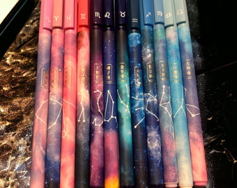 Sky pens, zodiac pens, gel pen, cartoon pen, kawaii , cute pens, sign pen, planner pen black gel pens