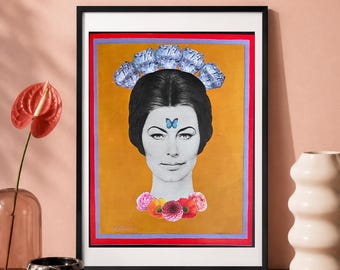 Vintage Surreal Portrait Art Print | Maximalist Collage | Retro Glam Wall Art