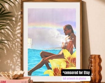 Vintage Hawaii Art Print | Retro Hawaiian Decor | Coastal Surrealism
