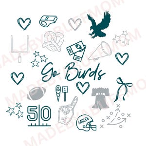 Fútbol americano PNG de las Águilas, descarga digital de doodle de Filadelfia, diseño de camiseta de los Go Birds