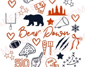 Chicago Bears Doodle | Da Bears Fan Art | Chicago Football SVG PNG | Hand Made Bears Graphic | Game Day Shirt Design