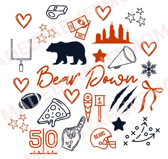 Chicago Bears Doodle | Da Bears Fan Art | Chicago Football SVG PNG | Hand Made Bears Graphic | Game Day Shirt Design