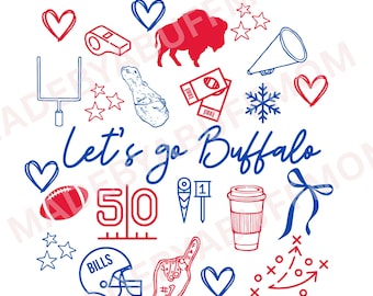 Buffalo Bills Doodles PNG: 716 Shirt Design (Digital Download)