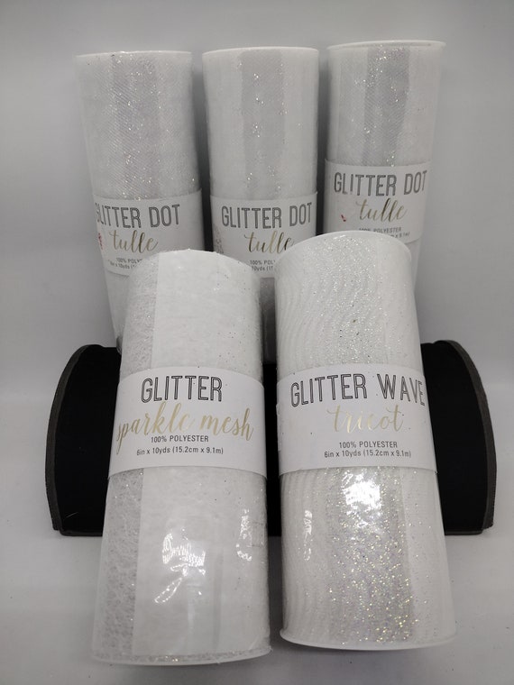 Polyester White Glitter Tulle Roll