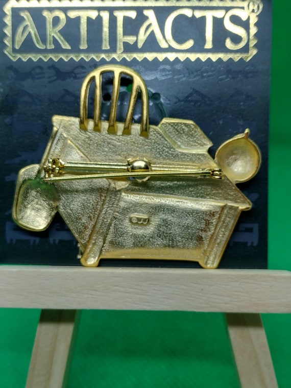 Artifacts JJ Jonette Gold Toned Teacher Desk Broo… - image 3