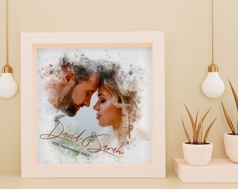 Personalised custom watercolour art, wedding couple portrait painting from photo, Anniversary, Christmas, Wedding, Birthday gift, Digital