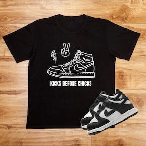 Kids Nike Shoes Fashion T-shirt - Step Up Style with &#39;Kicks Before Chicks&#39; Tshirt - Boys or Girls