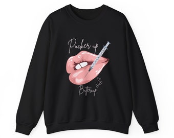 Pucker Up Buttercup Lip Filler Women's Sweatshirt - Empowering Fashion Statement for Bold Confidence