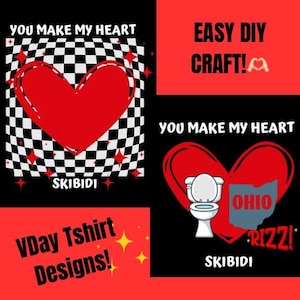 You Make My Heart Skibidi - Valentijnsdag Instant Download PNG-bestanden | Meerdere ontwerpen | Schattige liefdesafbeeldingen voor cadeaus, kaarten en knutselwerk