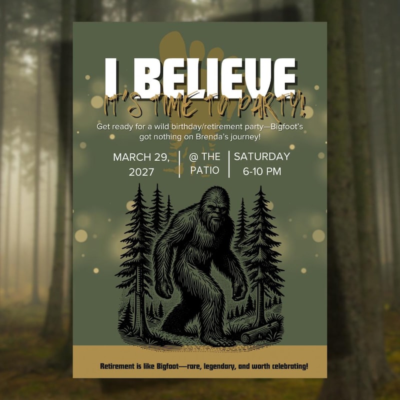 Bigfoot Retirement Party - Etsy